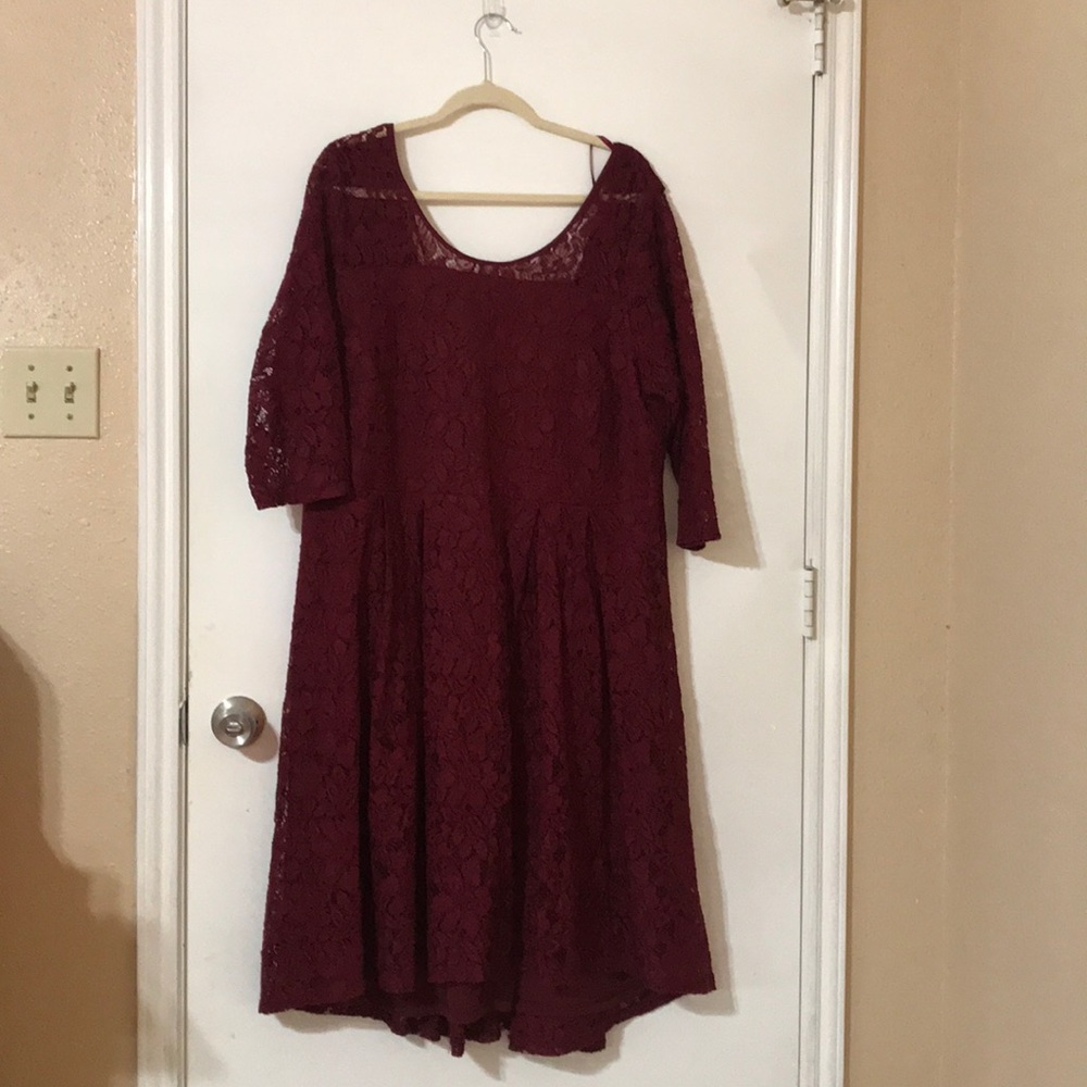 Lane Bryant Burgundy Lace Fit and Flare Dress Sz22